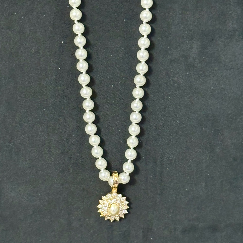 2/$15 Single faux pearl & 2 rows of rhinestones on multi faux pearl necklace
